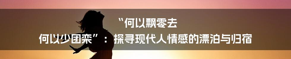 “何以飘零去 何以少团栾”：探寻现代人情感的漂泊与归宿