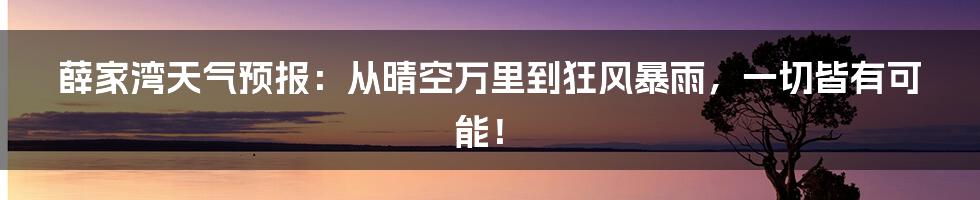 薛家湾天气预报:从晴空万里到狂风暴雨,一切皆有可能!