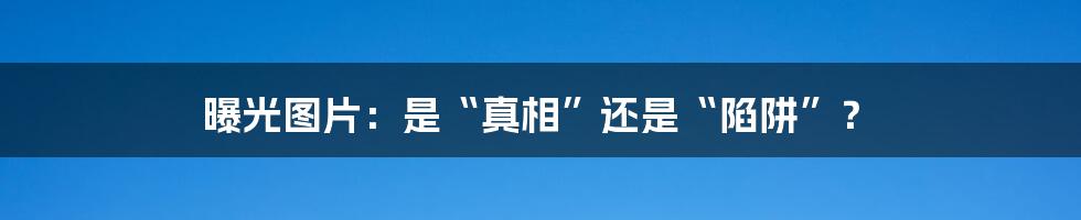 曝光图片：是“真相”还是“陷阱”？