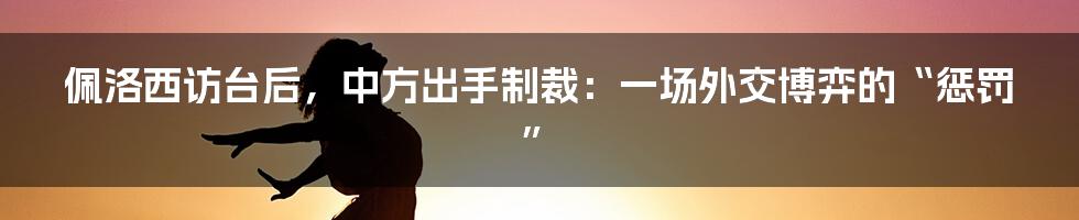 佩洛西访台后,中方出手制裁:一场外交博弈的“惩罚”