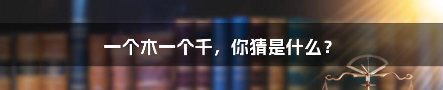 一个木一个千,你猜是什么?
