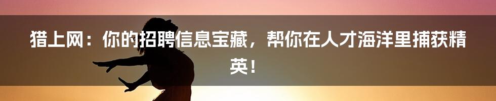 猎上网:你的招聘信息宝藏,帮你在人才海洋里捕获精英!