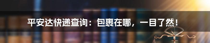 平安达快递查询:包裹在哪,一目了然!