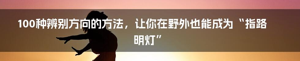 100种辨别方向的方法,让你在野外也能成为“指路明灯”