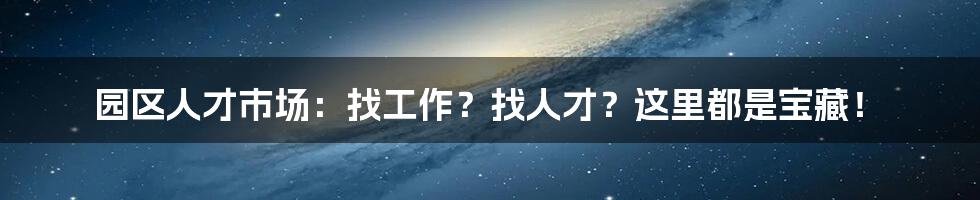 园区人才市场：找工作？找人才？这里都是宝藏！
