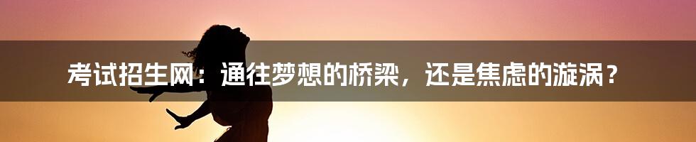 考试招生网：通往梦想的桥梁，还是焦虑的漩涡？