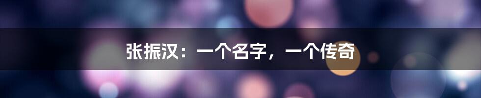 张振汉:一个名字,一个传奇