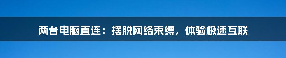 两台电脑直连：摆脱网络束缚，体验极速互联