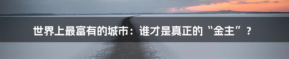 世界上最富有的城市:谁才是真正的“金主”?