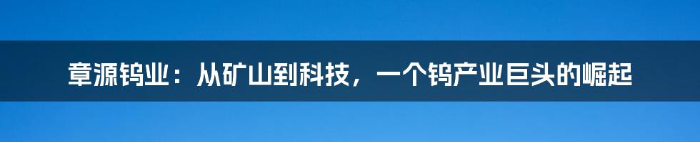 章源钨业:从矿山到科技,一个钨产业巨头的崛起