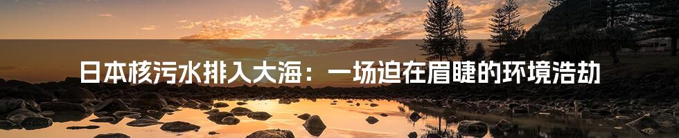 日本核污水排入大海:一场迫在眉睫的环境浩劫