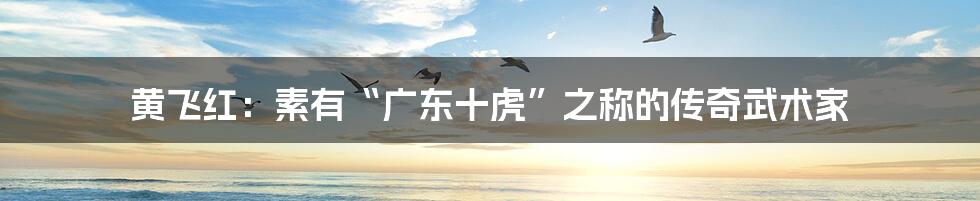 黄飞红:素有“广东十虎”之称的传奇武术家