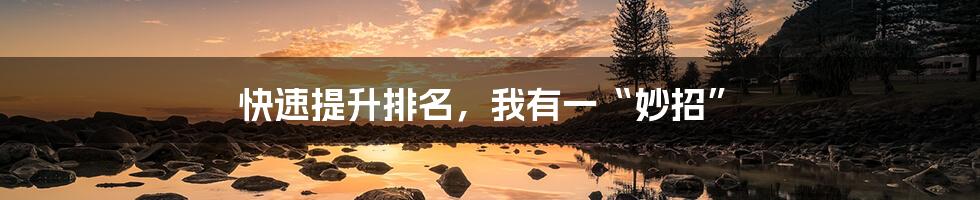 快速提升排名,我有一“妙招”