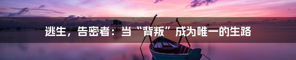 逃生,告密者:当“背叛”成为唯一的生路