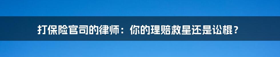 打保险官司的律师：你的理赔救星还是讼棍？