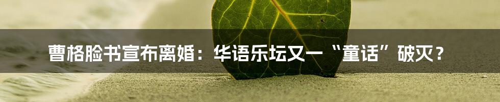 曹格脸书宣布离婚:华语乐坛又一“童话”破灭?