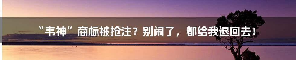 “韦神”商标被抢注?别闹了,都给我退回去!