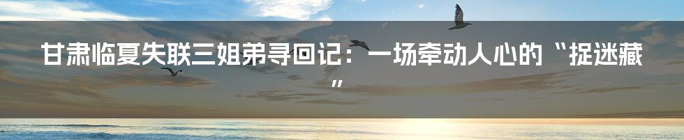 甘肃临夏失联三姐弟寻回记:一场牵动人心的“捉迷藏”