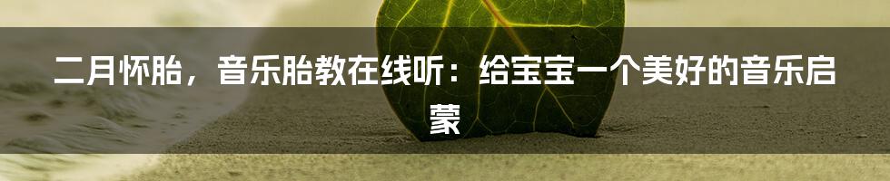 二月怀胎，音乐胎教在线听：给宝宝一个美好的音乐启蒙