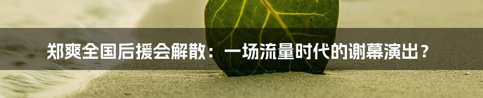 郑爽全国后援会解散:一场流量时代的谢幕演出?
