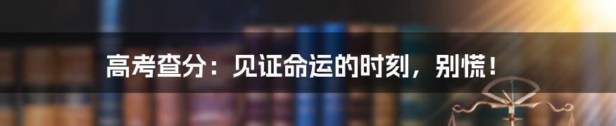 高考查分：见证命运的时刻，别慌！
