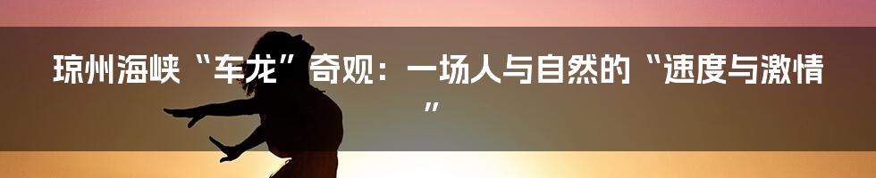 琼州海峡“车龙”奇观:一场人与自然的“速度与激情”