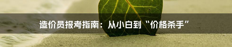 造价员报考指南:从小白到“价格杀手”