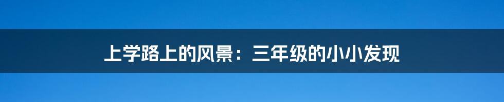 上学路上的风景:三年级的小小发现