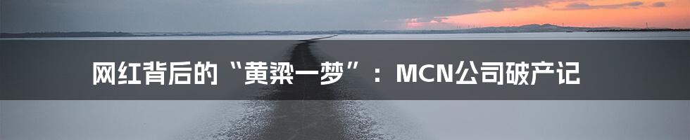 网红背后的“黄粱一梦”:MCN公司破产记