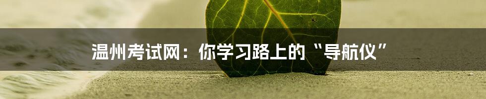 温州考试网:你学习路上的“导航仪”