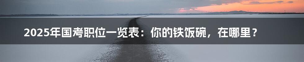 2025年国考职位一览表：你的铁饭碗，在哪里？