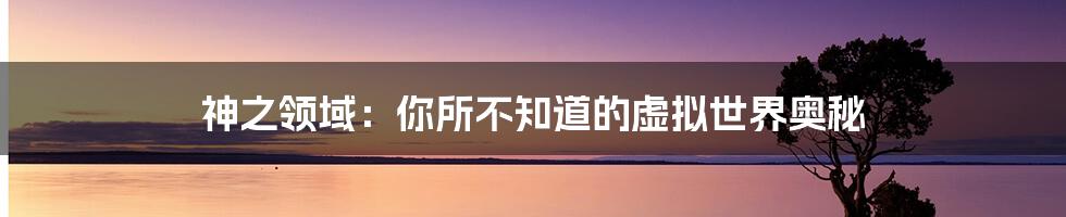 神之领域:你所不知道的虚拟世界奥秘