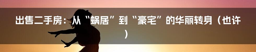 出售二手房:从“蜗居”到“豪宅”的华丽转身(也许)