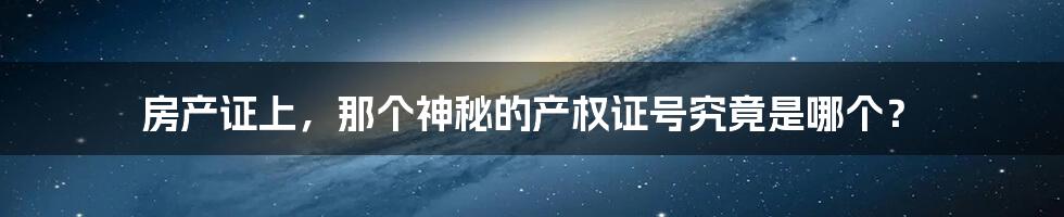 房产证上,那个神秘的产权证号究竟是哪个?