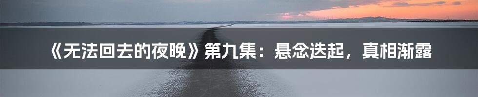 《无法回去的夜晚》第九集:悬念迭起,真相渐露