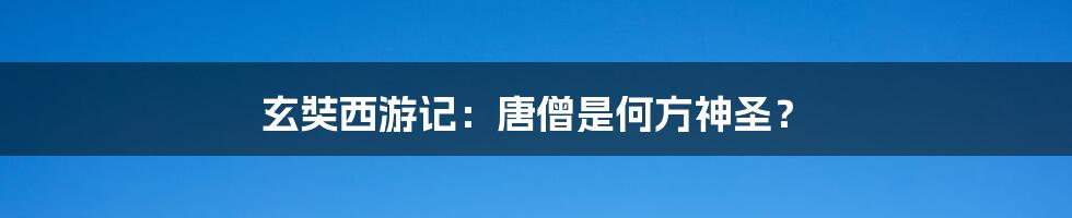玄奘西游记:唐僧是何方神圣?