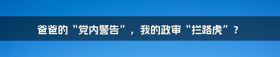 爸爸的“党内警告”,我的政审“拦路虎”?