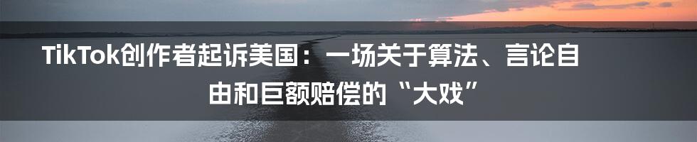 TikTok创作者起诉美国:一场关于算法、言论自由和巨额赔偿的“大戏”