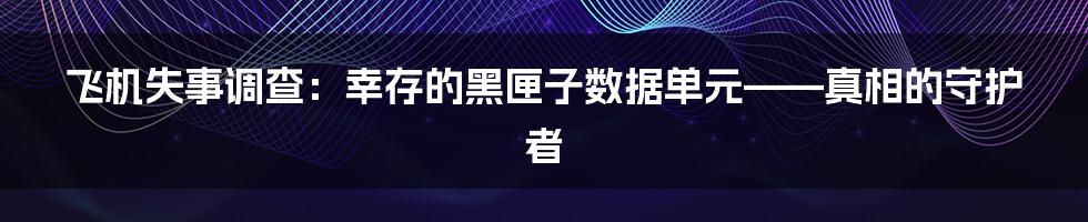 飞机失事调查:幸存的黑匣子数据单元——真相的守护者