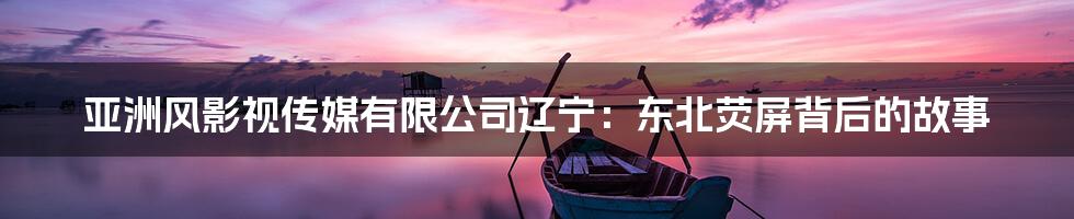 亚洲风影视传媒有限公司辽宁:东北荧屏背后的故事