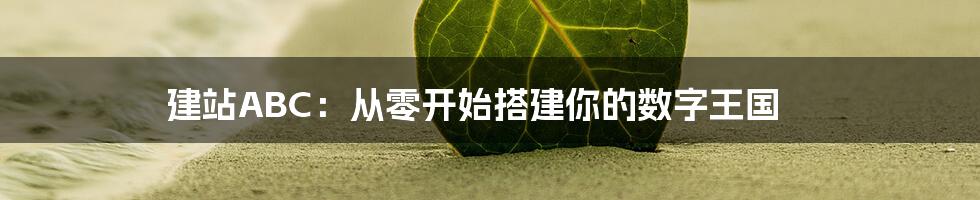 建站ABC:从零开始搭建你的数字王国
