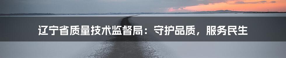 辽宁省质量技术监督局:守护品质,服务民生