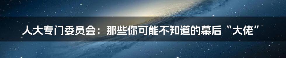 人大专门委员会:那些你可能不知道的幕后“大佬”