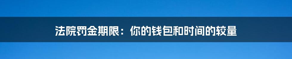 法院罚金期限:你的钱包和时间的较量