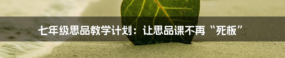 七年级思品教学计划:让思品课不再“死板”