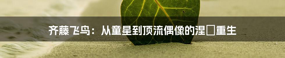 齐藤飞鸟：从童星到顶流偶像的涅槃重生