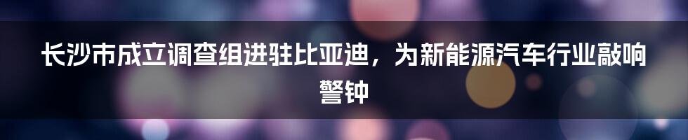 长沙市成立调查组进驻比亚迪,为新能源汽车行业敲响警钟