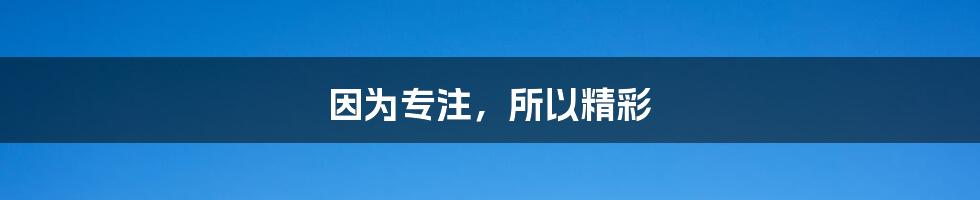 因为专注，所以精彩