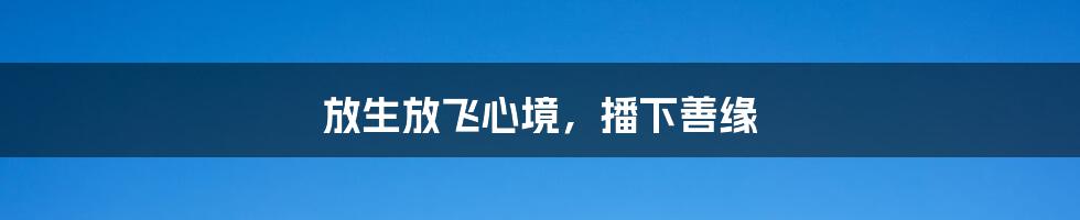 放生放飞心境,播下善缘