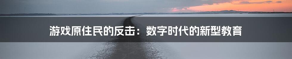 游戏原住民的反击:数字时代的新型教育